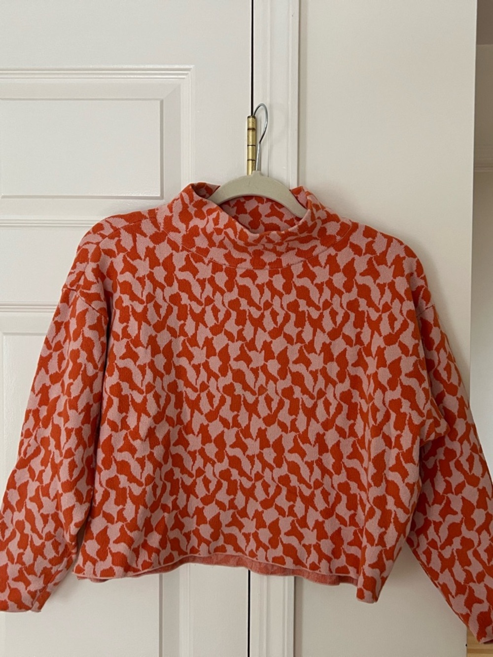 Anthropologie Maeve Coral Orange and Light Pink Knit sweater